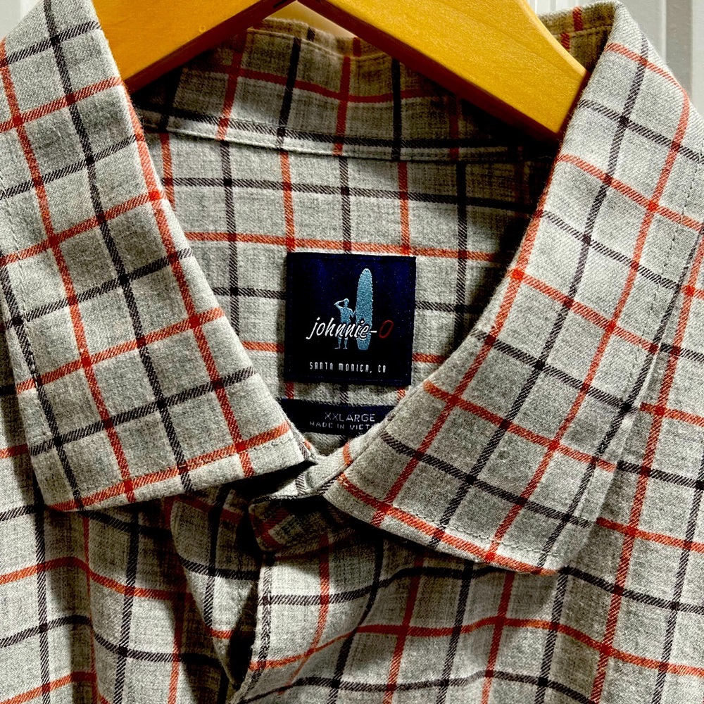 Johnnie O tan stripe shirt